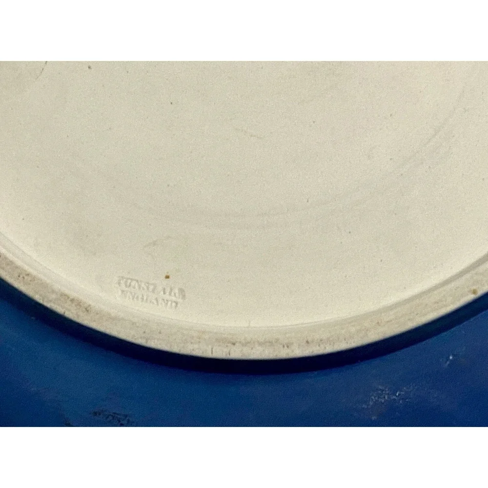 Antique Adams Tunstall Dark Blue Jasperware Bowl Dish Dogs Horses Scene See Pics
